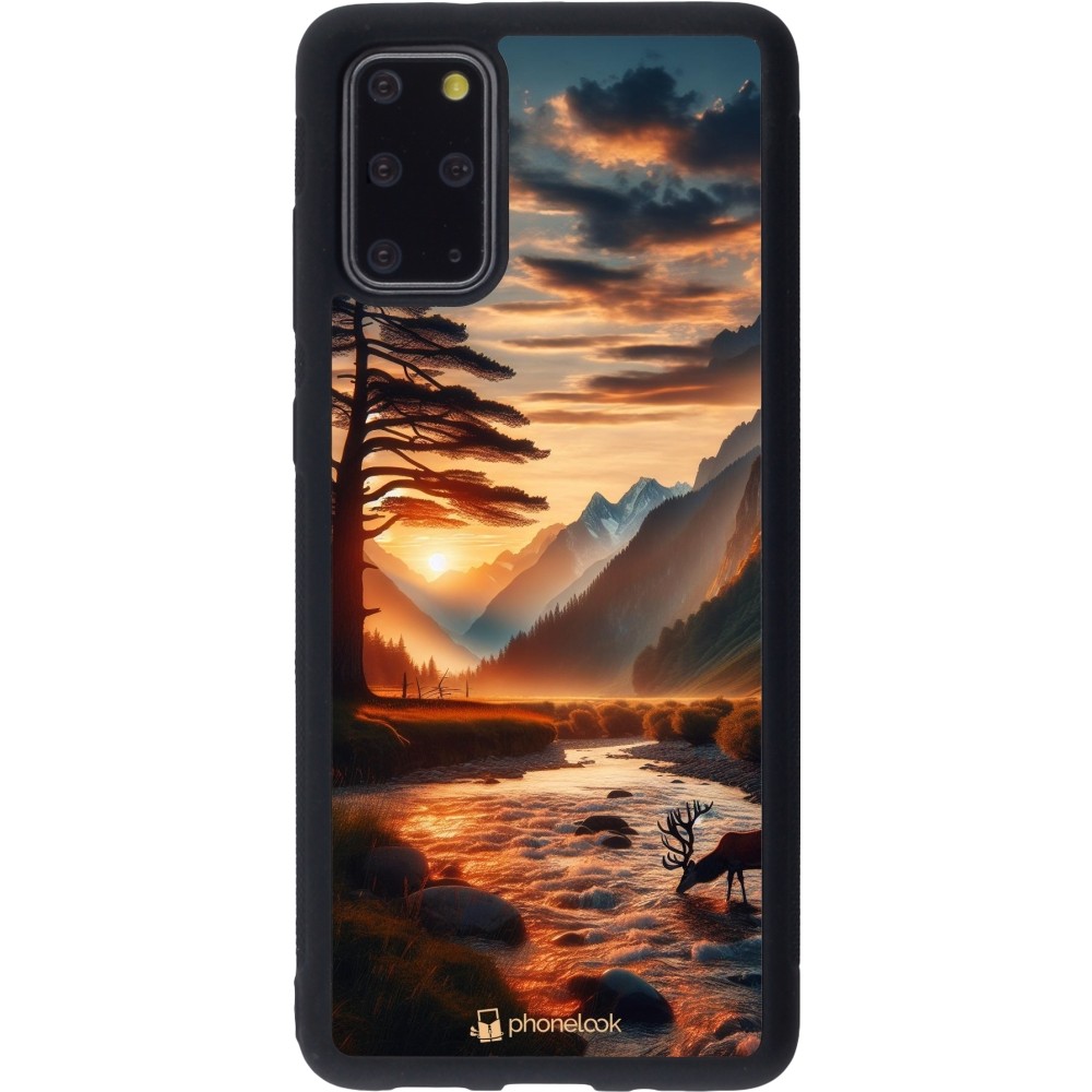 Samsung Galaxy S20+ Case Hülle - Silikon schwarz Tal Sonnenuntergang Hirsch Baum