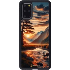 Samsung Galaxy S20+ Case Hülle - Silikon schwarz Tal Sonnenuntergang Hirsch Baum
