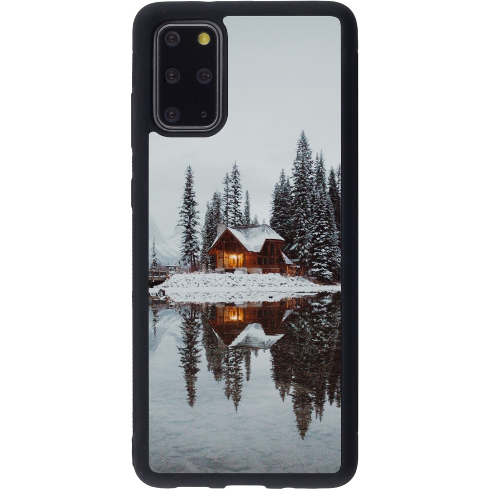 Coque Samsung Galaxy S20+ - Silicone rigide noir Winter 25 Winter house forest afternoon