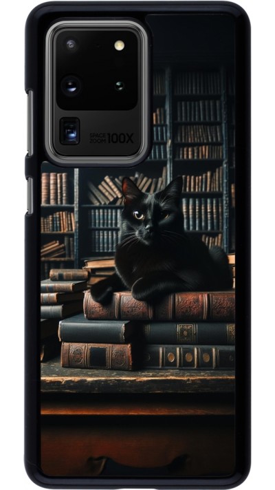Samsung Galaxy S20 Ultra Case Hülle - Katze Bücher dunkel