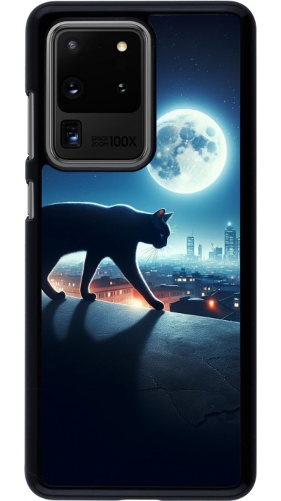 Coque Samsung Galaxy S20 Ultra - Chat noir sous la pleine lune