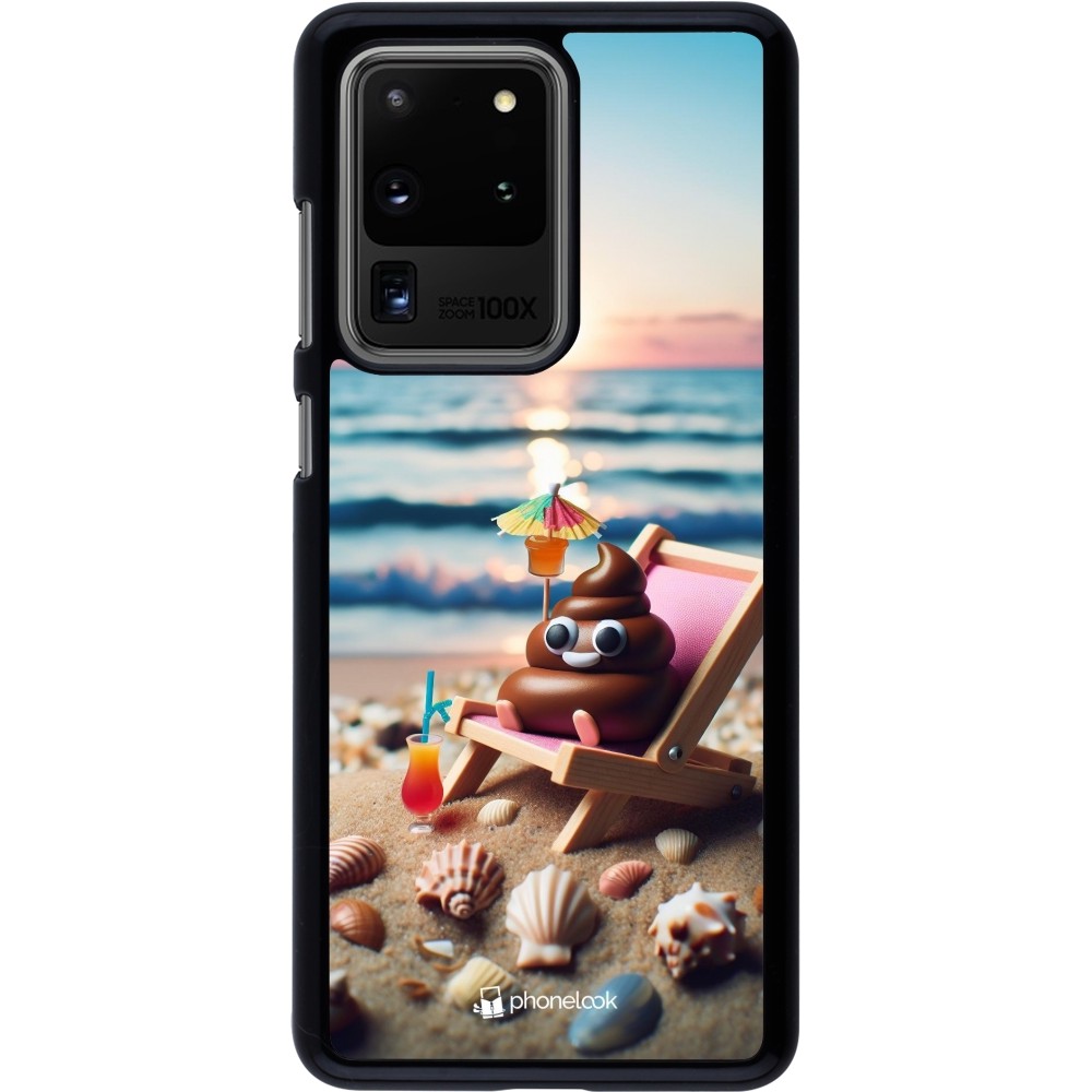 Samsung Galaxy S20 Ultra Case Hülle - Kackhaufen Emoji auf Liegestuhl