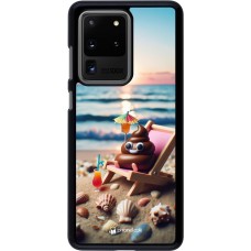 Samsung Galaxy S20 Ultra Case Hülle - Kackhaufen Emoji auf Liegestuhl