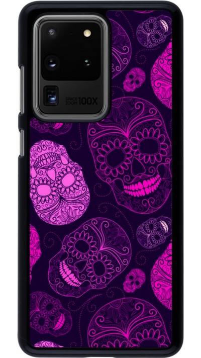 Samsung Galaxy S20 Ultra Case Hülle - Halloween 2023 pink skulls