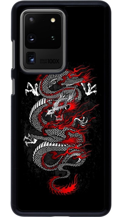 Coque Samsung Galaxy S20 Ultra - Japanese style Dragon Tattoo Red Black