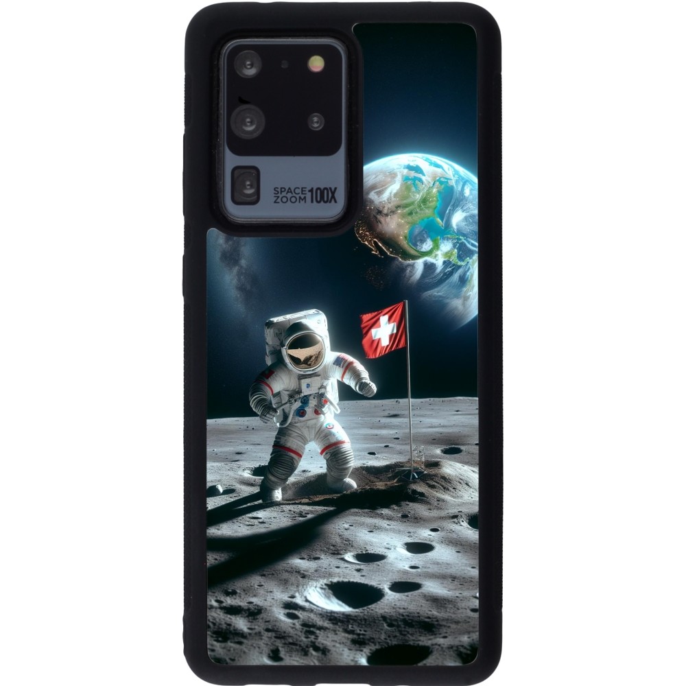 Samsung Galaxy S20 Ultra Case Hülle - Silikon schwarz Astro Schweiz auf dem Mond