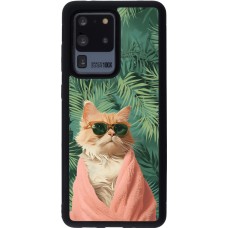 Coque Samsung Galaxy S20 Ultra - Silicone rigide noir Cat Summer Palms