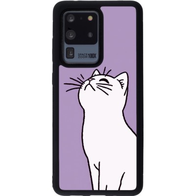 Samsung Galaxy S20 Ultra Case Hülle - Silikon schwarz Chat auf lila Hintergrund