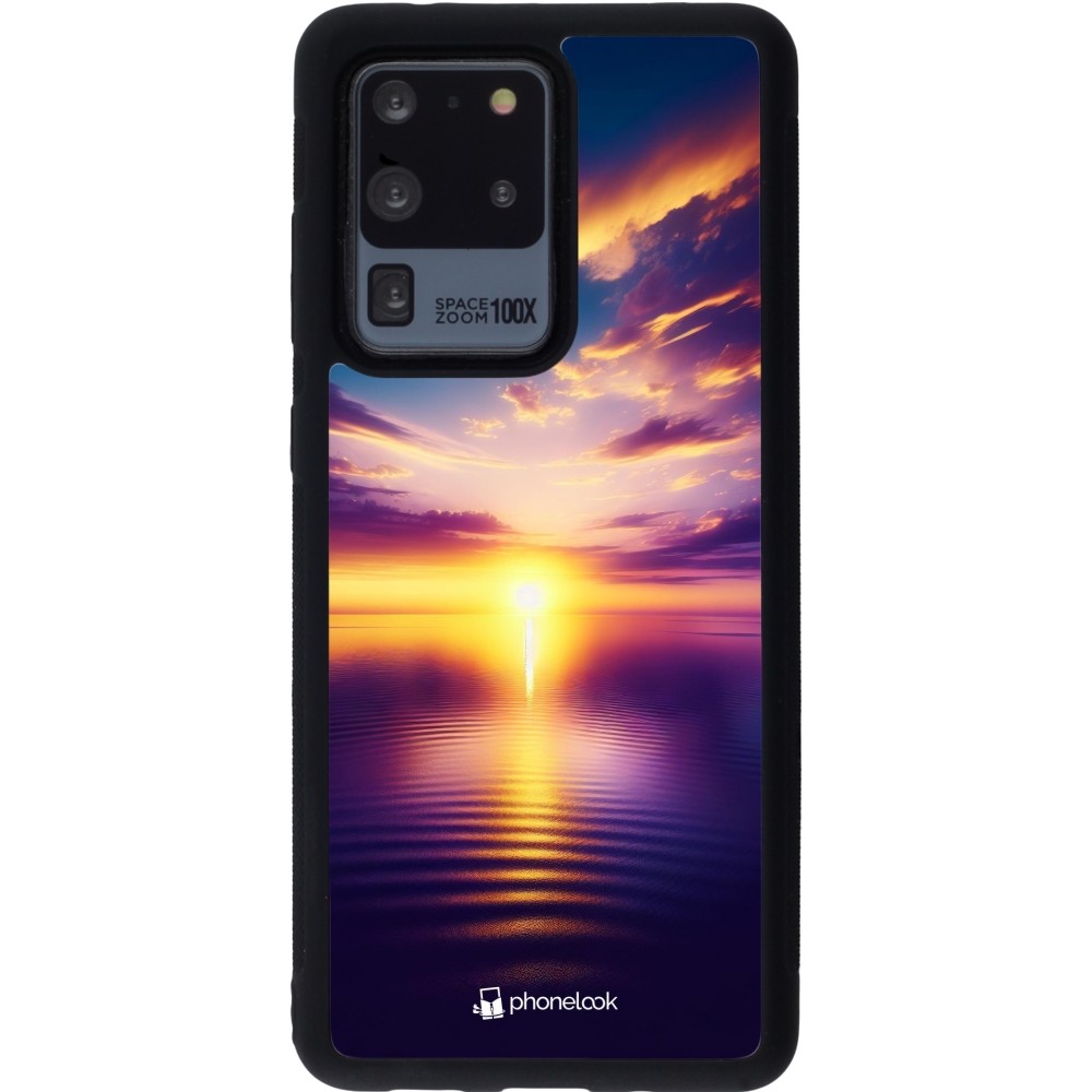 Samsung Galaxy S20 Ultra Case Hülle - Silikon schwarz Sonnenuntergang gelb violett