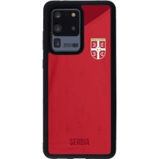 Coque Samsung Galaxy S20 Ultra - Silicone rigide noir Maillot de football Serbie 2022 personnalisable