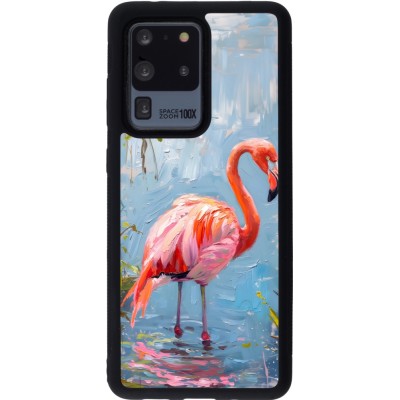 Samsung Galaxy S20 Ultra Case Hülle - Silikon schwarz Paint Flamingo