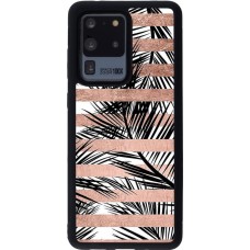 Coque Samsung Galaxy S20 Ultra - Silicone rigide noir Palm trees gold stripes