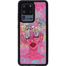 Samsung Galaxy S20 Ultra Case Hülle - Silikon schwarz Psychedelic pink mushroom