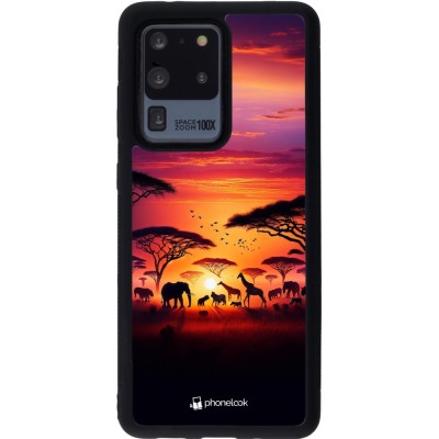 Coque Samsung Galaxy S20 Ultra - Silicone rigide noir Safari sunset wildlife