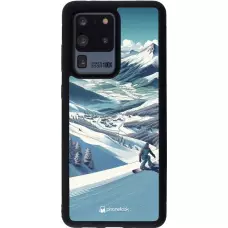 Coque Samsung Galaxy S20 Ultra - Silicone rigide noir Snowboarder Montagne