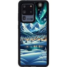Coque Samsung Galaxy S20 Ultra - Silicone rigide noir Snowy Mountain Village Lake night