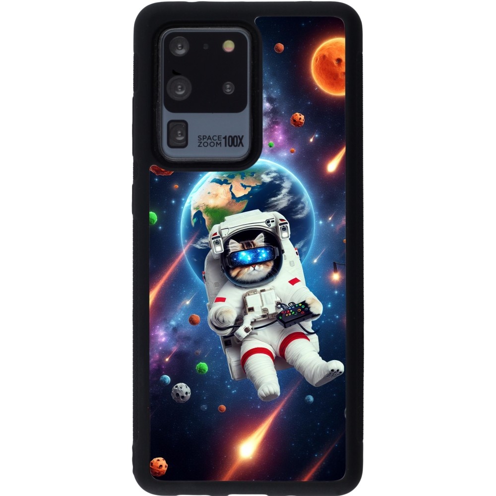 Samsung Galaxy S20 Ultra Case Hülle - Silikon schwarz VR SpaceCat Odyssee
