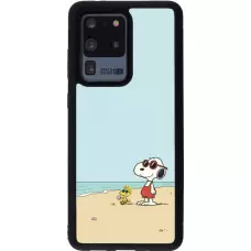 Coque Samsung Galaxy S20 Ultra - Silicone rigide noir Snoopy on the beach Summer 2026