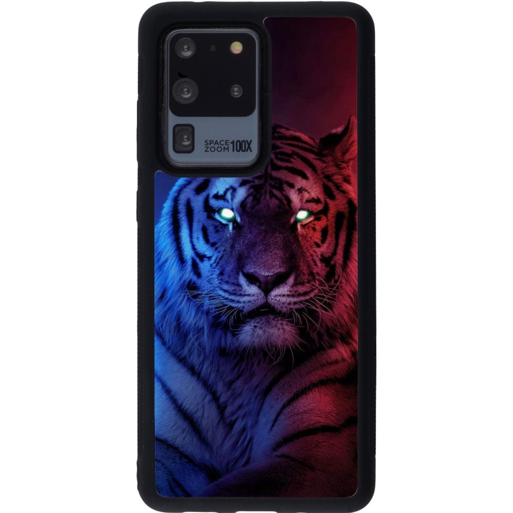Coque Samsung Galaxy S20 Ultra - Silicone rigide noir Tiger Blue Red
