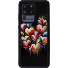 Coque Samsung Galaxy S20 Ultra - Silicone rigide noir Valentine 2024 Coeur Noir Abstrait