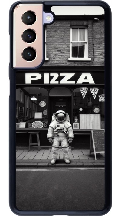 Coque Samsung Galaxy S21 5G - Astronaute devant une Pizzeria