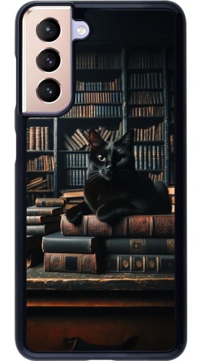 Samsung Galaxy S21 5G Case Hülle - Katze Bücher dunkel