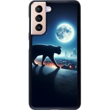 Samsung Galaxy S21 5G Case Hülle - Schwarze Katze unter dem Vollmond