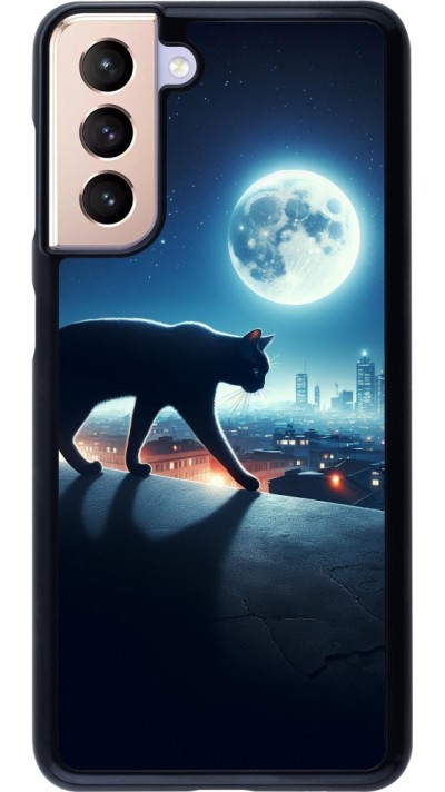 Samsung Galaxy S21 5G Case Hülle - Schwarze Katze unter dem Vollmond