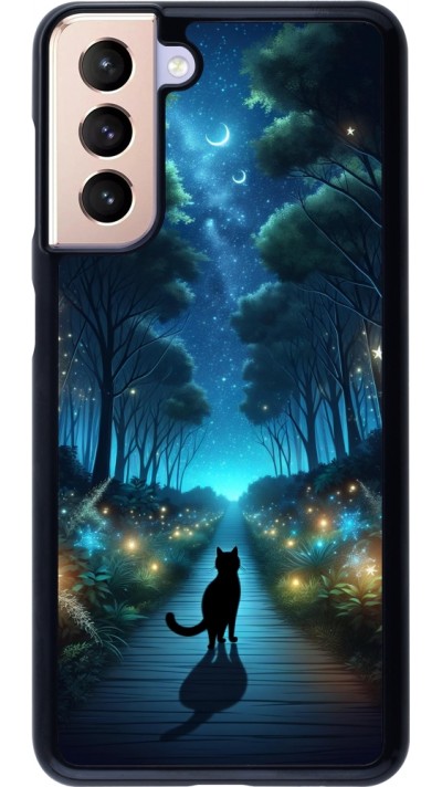 Coque Samsung Galaxy S21 5G - Chat noir promenade