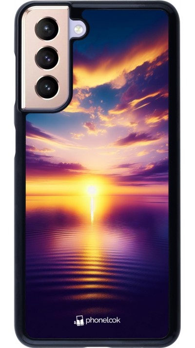 Coque Samsung Galaxy S21 5G - Coucher soleil jaune violet