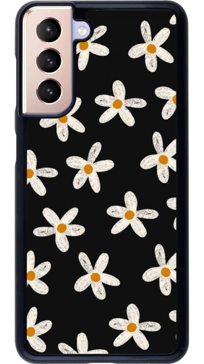 Samsung Galaxy S21 5G Case Hülle - Easter 2024 white on black flower