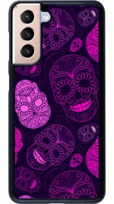Samsung Galaxy S21 5G Case Hülle - Halloween 2023 pink skulls