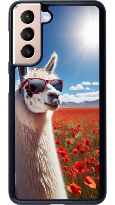 Coque Samsung Galaxy S21 5G - Lama Chic en Coquelicot
