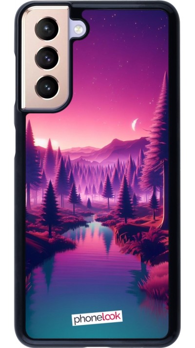 Coque Samsung Galaxy S21 5G - Paysage Violet-Rose