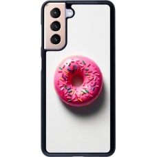 Coque Samsung Galaxy S21 5G - Weißer Hintergrund, pinker Donut