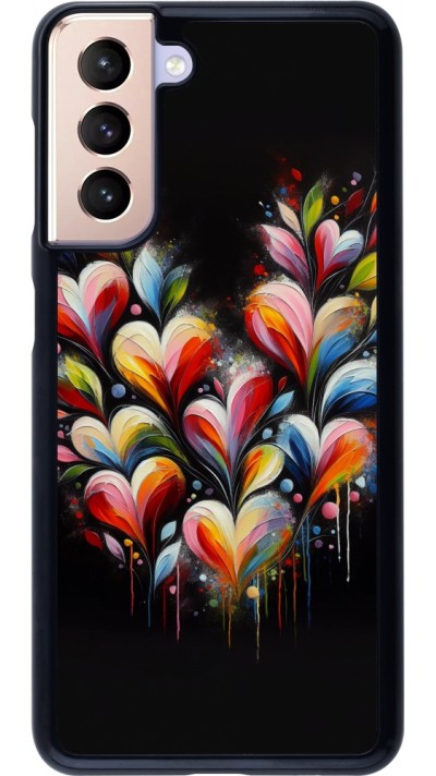 Coque Samsung Galaxy S21 5G - Valentine 2024 Coeur Noir Abstrait