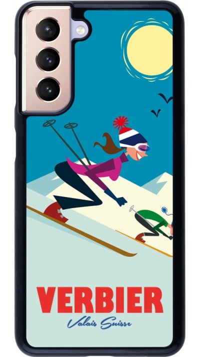 Samsung Galaxy S21 5G Case Hülle - Verbier Ski Downhill