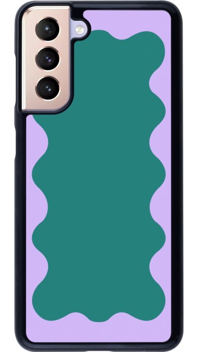 Samsung Galaxy S21 5G Case Hülle - Wavy Rectangle Green Purple