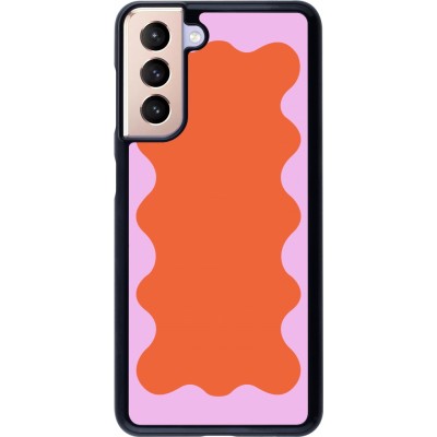 Coque Samsung Galaxy S21 5G - Wavy Rectangle Orange Pink