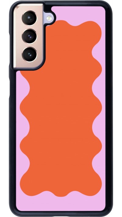 Coque Samsung Galaxy S21 5G - Wavy Rectangle Orange Pink