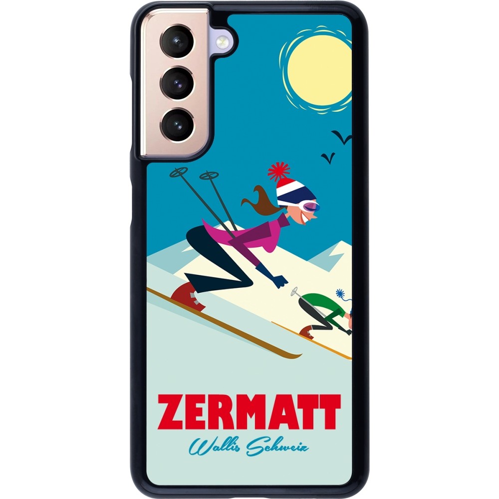 Samsung Galaxy S21 5G Case Hülle - Zermatt Ski Downhill