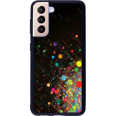 Coque Samsung Galaxy S21 5G - Silicone rigide noir Abstract bubule lines
