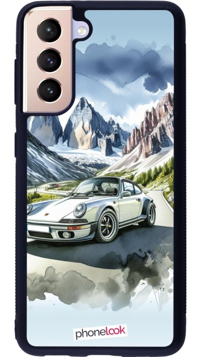 Coque Samsung Galaxy S21 5G - Silicone rigide noir Porsche 911 Mountain Watercolor