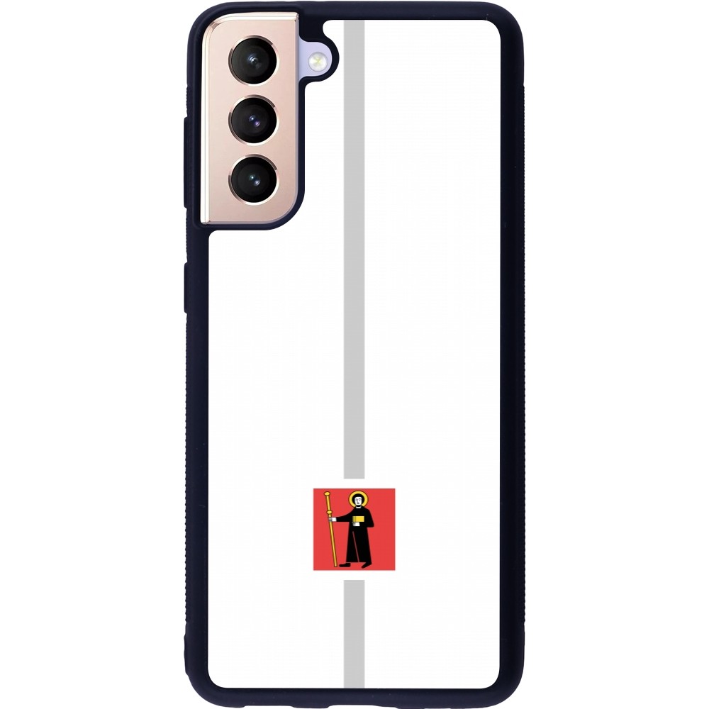 Coque Samsung Galaxy S21 5G - Silicone rigide noir Canton GL blanc