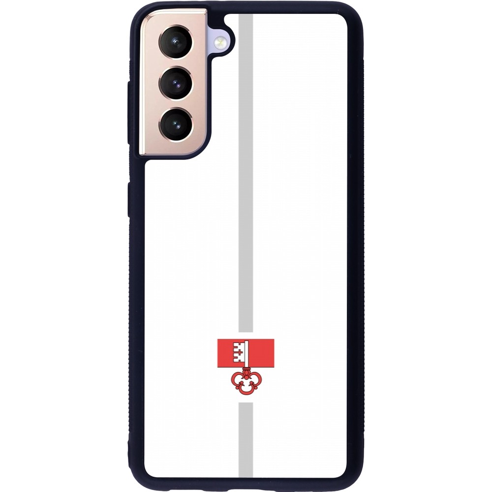 Samsung Galaxy S21 5G Case Hülle - Silikon schwarz Kanton OW weiss