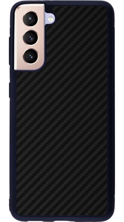 Coque Samsung Galaxy S21 5G - Silicone rigide noir Carbon Basic