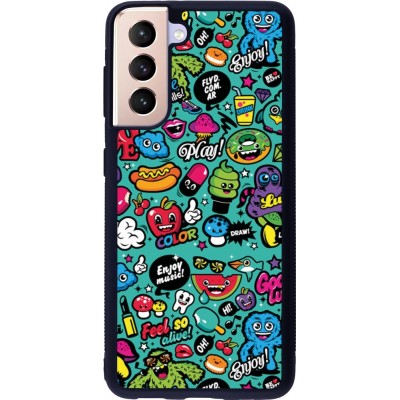 Coque Samsung Galaxy S21 5G - Silicone rigide noir Cartoons old school