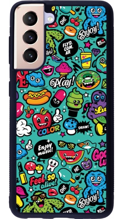 Coque Samsung Galaxy S21 5G - Silicone rigide noir Cartoons old school