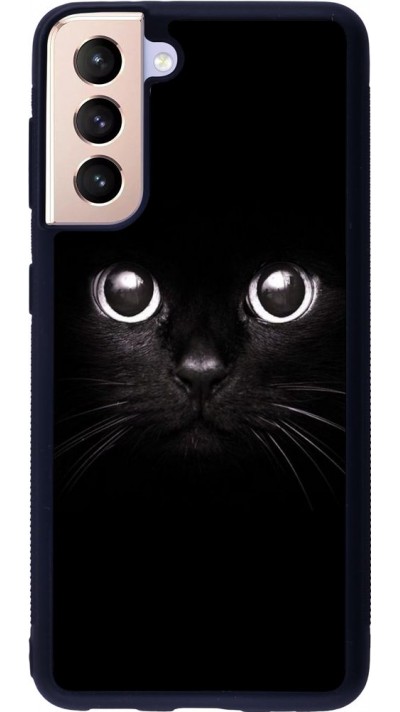 Coque Samsung Galaxy S21 5G - Silicone rigide noir Cat eyes