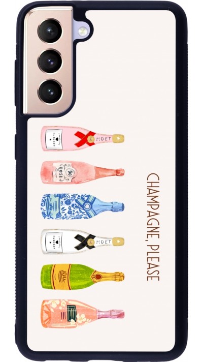 Coque Samsung Galaxy S21 5G - Silicone rigide noir Champagne Please